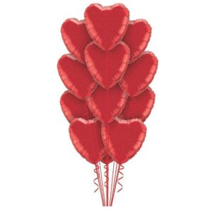 A Dozen Red Hearts Balloon Bouquet