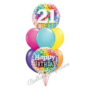 21st Rainbow Dots Birthday Balloon Bouquet