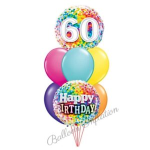 60th Rainbow Dots Birthday Balloon Bouquet