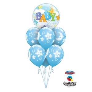 Blue Baby Boy Moon & Stars Balloon Bouquet