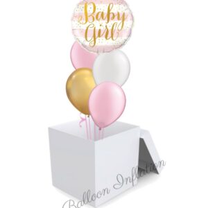 Baby Girl Pink and Gold Balloon Bouquet in A Box