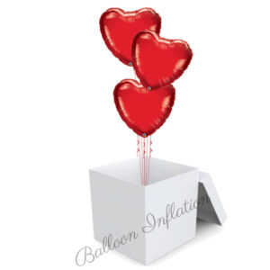 Simple Hearts In A Box Balloon Bouquet